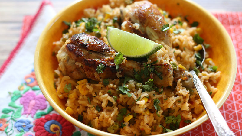 Mexican Rice & Chicken Thighs